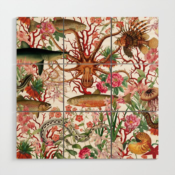Floral Ocean Eden Wood Wall Art Gallery Image 1