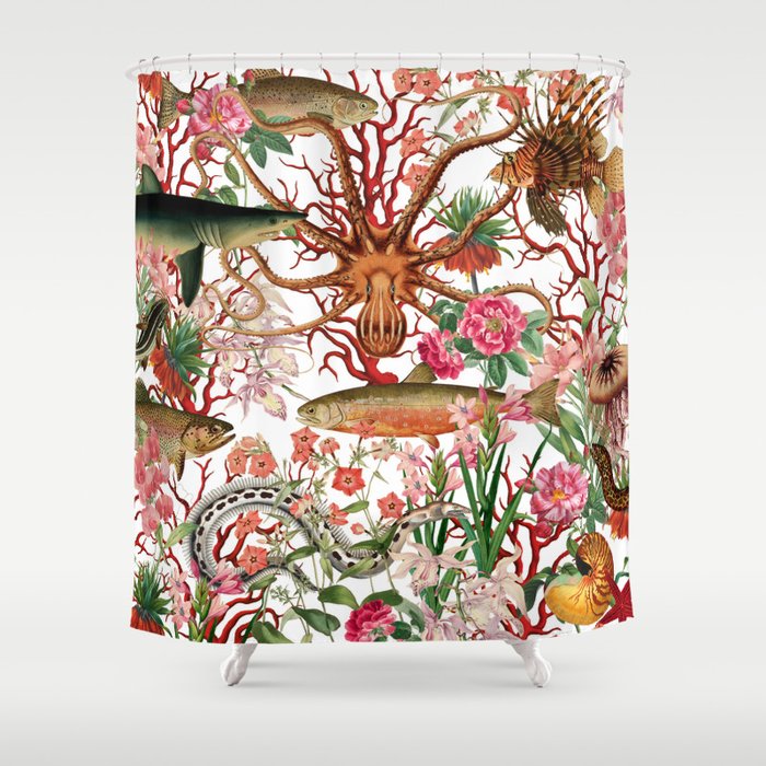 Floral Ocean Eden Shower Curtain Gallery Image 1