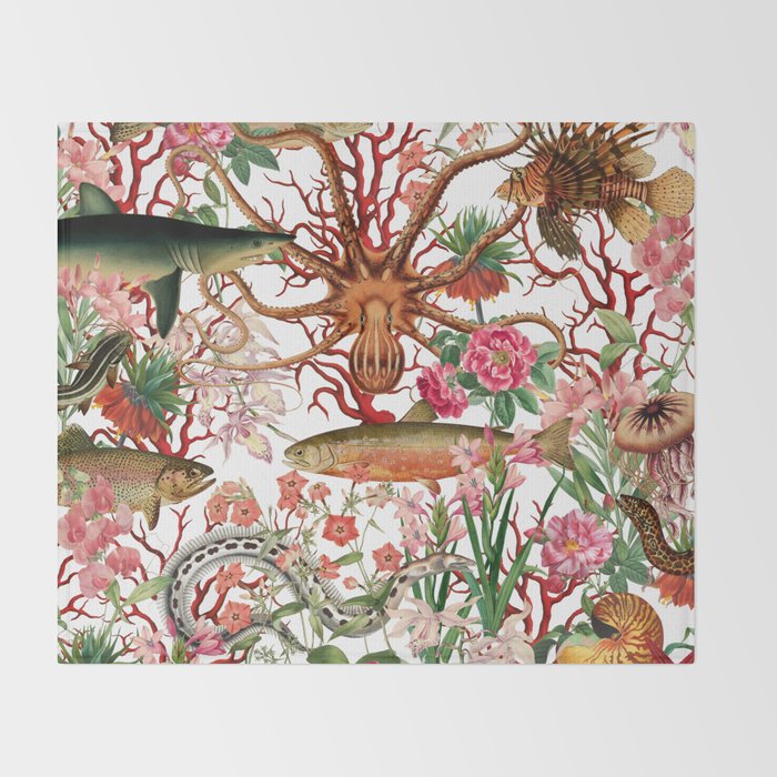 Floral Ocean Eden Throw Blanket Gallery Image 2