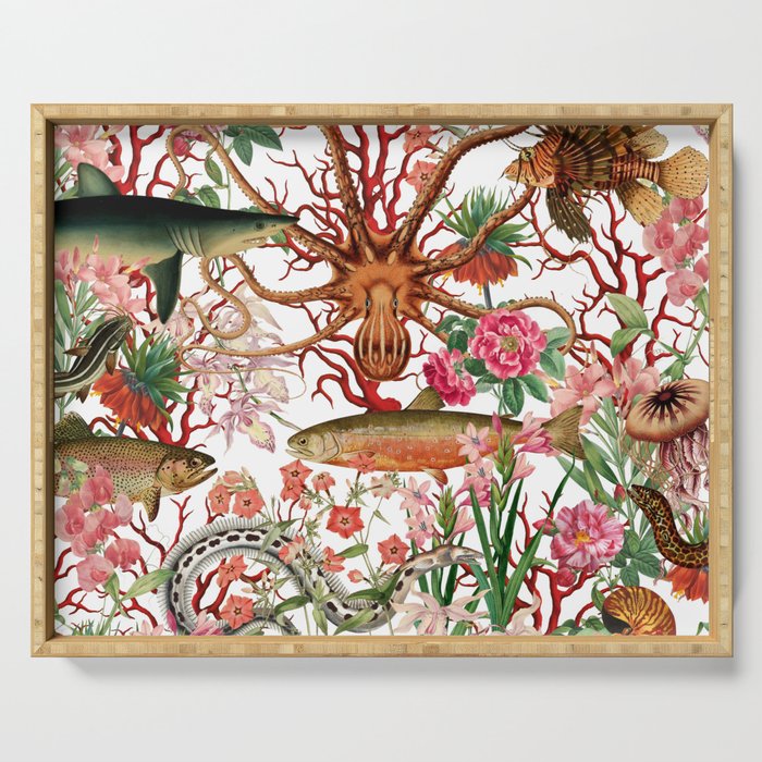 Floral Ocean Eden Serving Tray Gallery Image 1