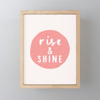 Rise and Shine inspirational quote typography wall art home decor in peach pink Mini Art Print Gallery Image 1