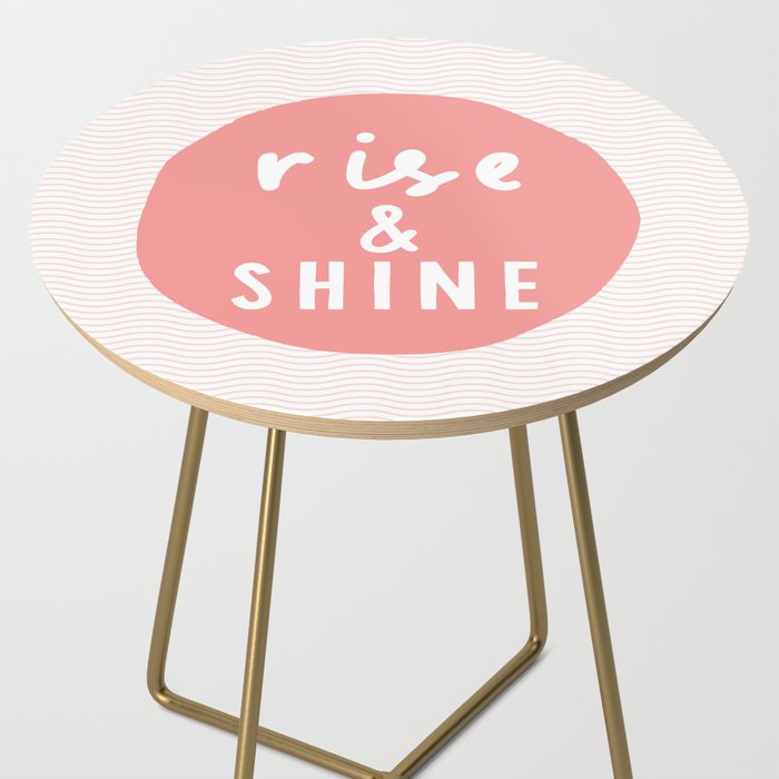 Rise and Shine inspirational quote typography wall art home decor in peach pink Side Table Gallery Image 2