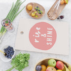 Rise and Shine inspirational quote typography wall art home decor in peach pink Cutting Board Gallery Image 2
