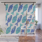 Indonesian Fish Duo - Navy & Turquoise Palette Wall Mural Gallery Image 1