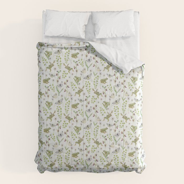 Spring Frogs and Orchids - Light Green Comforter Gallery Image 1