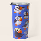 Happy puffin - blue Travel Mug Gallery Image 3