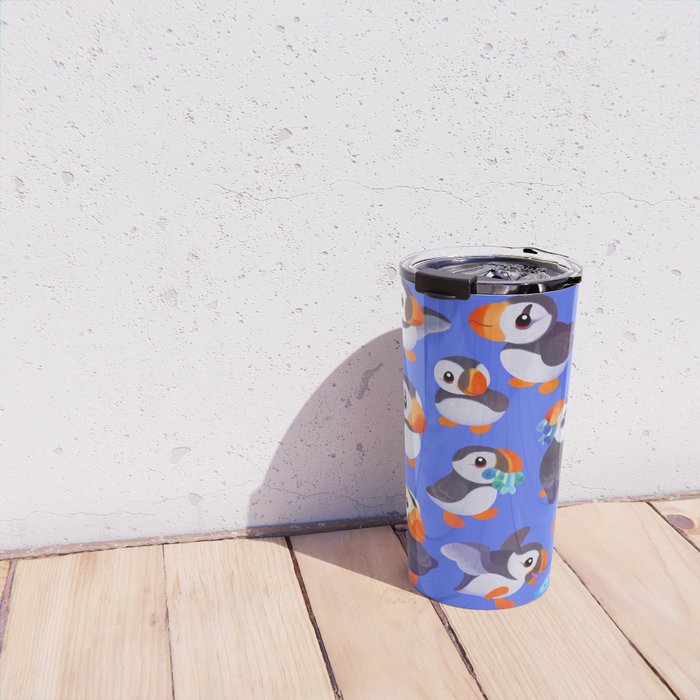 Happy puffin - blue Travel Mug Gallery Image 4