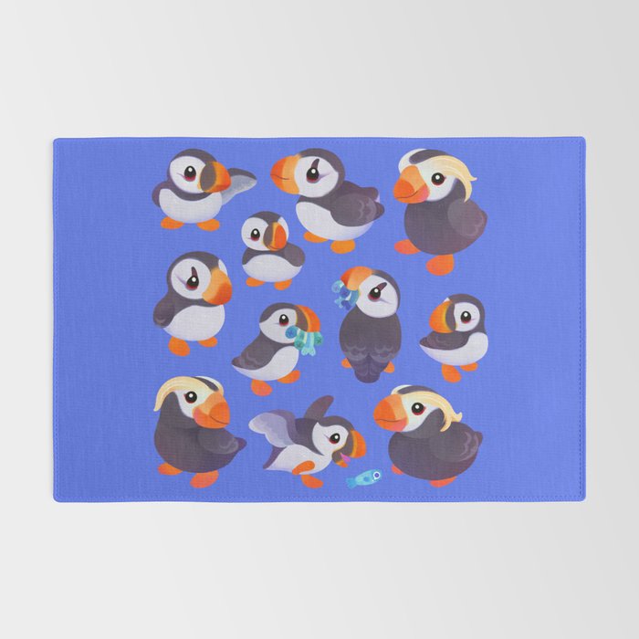 Happy puffin - blue Rug Gallery Image 2