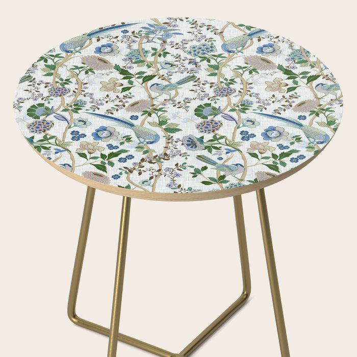 Chinoiserie birds peacock flowers leaves, romantic, vintage, retro, cozy heirloom Side Table Gallery Image 2
