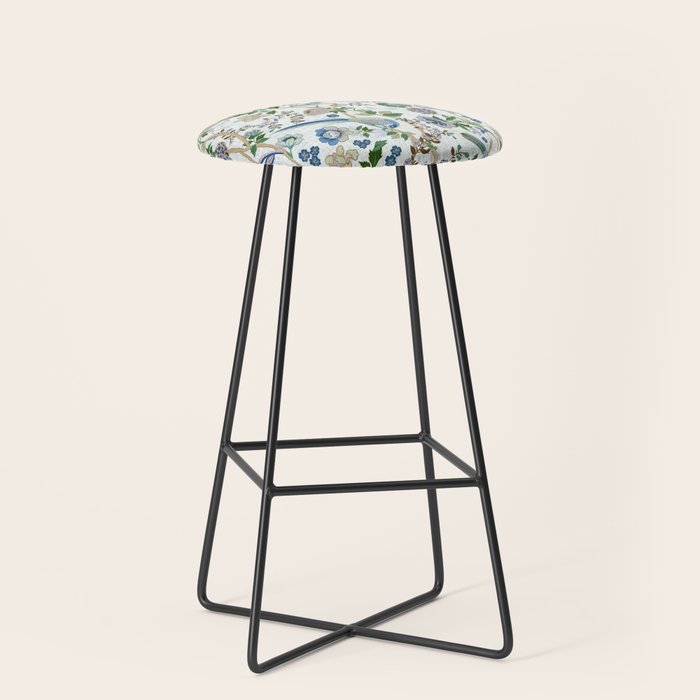 Chinoiserie birds peacock flowers leaves, romantic, vintage, retro, cozy heirloom Stool Gallery Image 1