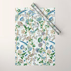 Chinoiserie birds peacock flowers leaves, romantic, vintage, retro, cozy heirloom Wrapping Paper Gallery Image 1