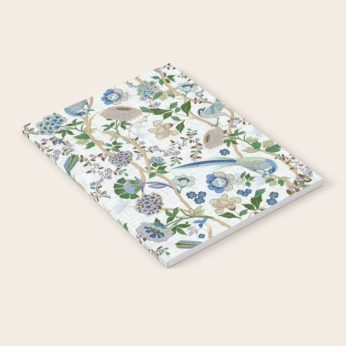 Chinoiserie birds peacock flowers leaves, romantic, vintage, retro, cozy heirloom Notebook Gallery Image 1