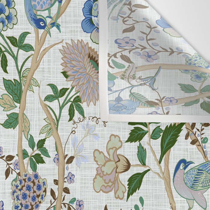 Chinoiserie birds peacock flowers leaves, romantic, vintage, retro, cozy heirloom Wall Tapestry Gallery Image 3
