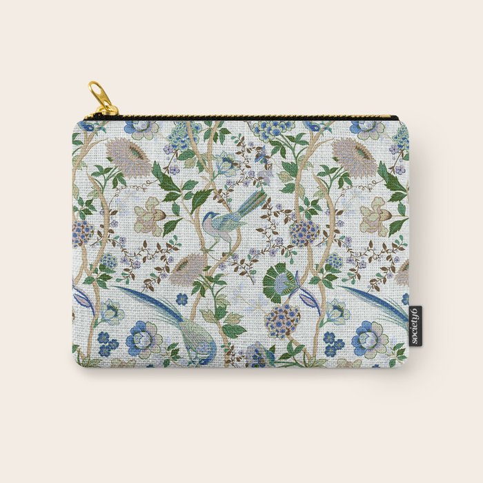 Chinoiserie birds peacock flowers leaves, romantic, vintage, retro, cozy heirloom Carry All Pouch Gallery Image 1
