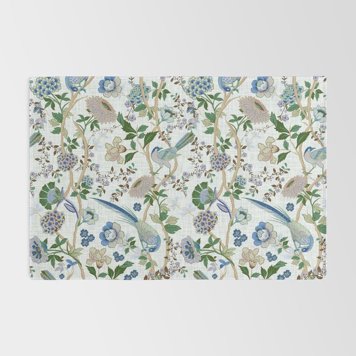 Chinoiserie birds peacock flowers leaves, romantic, vintage, retro, cozy heirloom Rug Gallery Image 2