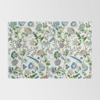 Chinoiserie birds peacock flowers leaves, romantic, vintage, retro, cozy heirloom Rug Gallery Image 2