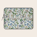 Chinoiserie birds peacock flowers leaves, romantic, vintage, retro, cozy heirloom Laptop Sleeve Gallery Image 1