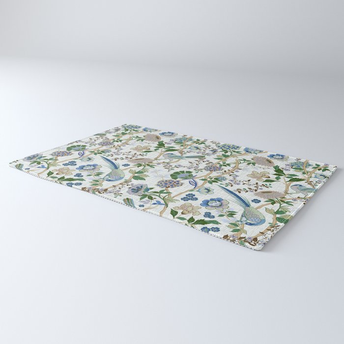 Chinoiserie birds peacock flowers leaves, romantic, vintage, retro, cozy heirloom Rug Gallery Image 3