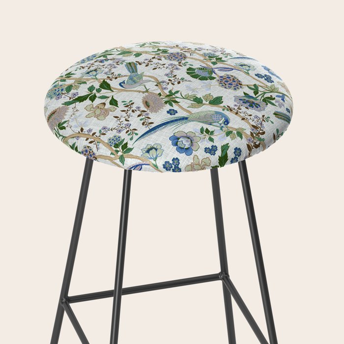 Chinoiserie birds peacock flowers leaves, romantic, vintage, retro, cozy heirloom Stool Gallery Image 2