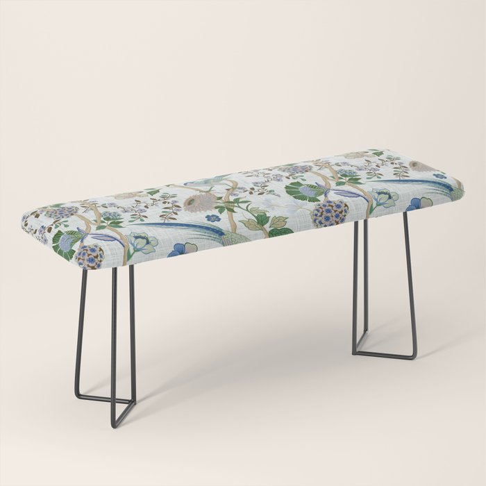 Chinoiserie birds peacock flowers leaves, romantic, vintage, retro, cozy heirloom Bench Gallery Image 1