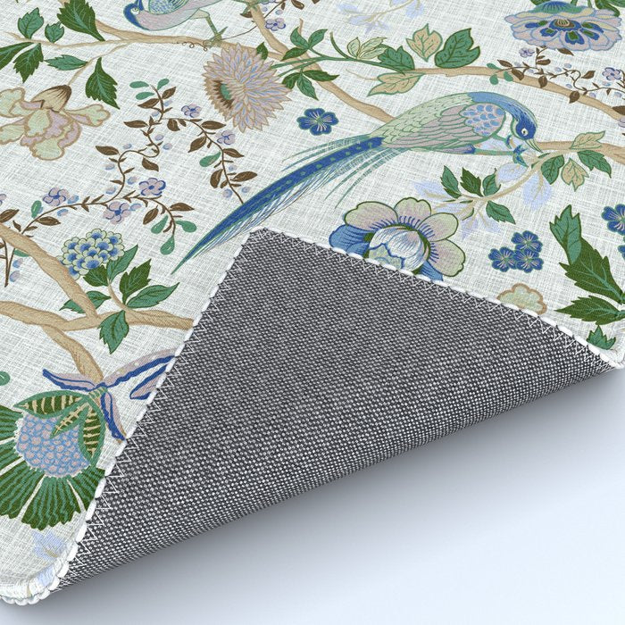 Chinoiserie birds peacock flowers leaves, romantic, vintage, retro, cozy heirloom Rug Gallery Image 4