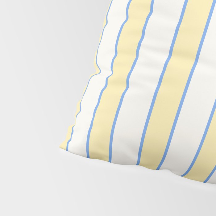 Elegant Cabana Stripe Yellow And Blue Retro Boho Coastal Beach Vibe Pillow Sham Gallery Image 4