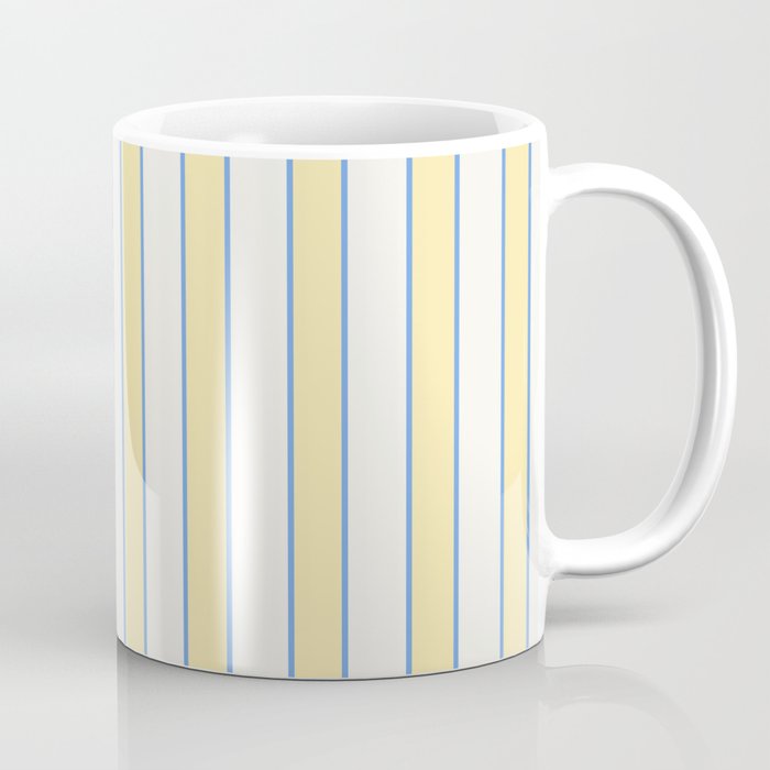 Elegant Cabana Stripe Yellow And Blue Retro Boho Coastal Beach Vibe Coffee Mug Gallery Image 1