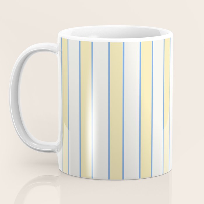 Elegant Cabana Stripe Yellow And Blue Retro Boho Coastal Beach Vibe Coffee Mug Gallery Image 3