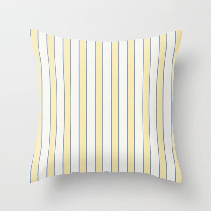 Elegant Cabana Stripe Yellow And Blue Retro Boho Coastal Beach Vibe Throw Pillow Gallery Image 6