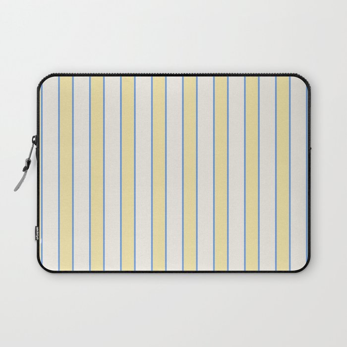Elegant Cabana Stripe Yellow And Blue Retro Boho Coastal Beach Vibe Laptop Sleeve Gallery Image 1
