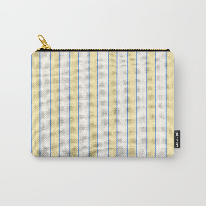 Elegant Cabana Stripe Yellow And Blue Retro Boho Coastal Beach Vibe Carry All Pouch Gallery Image 1