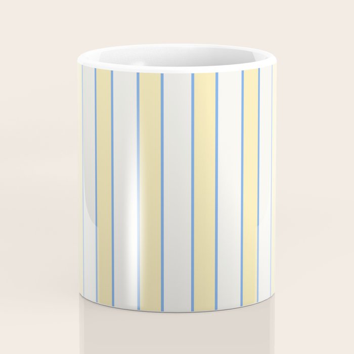 Elegant Cabana Stripe Yellow And Blue Retro Boho Coastal Beach Vibe Coffee Mug Gallery Image 4
