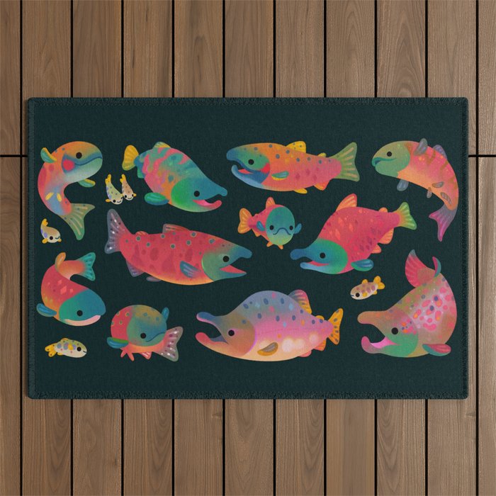 Salmon day Outdoor Rug Gallery Image 1