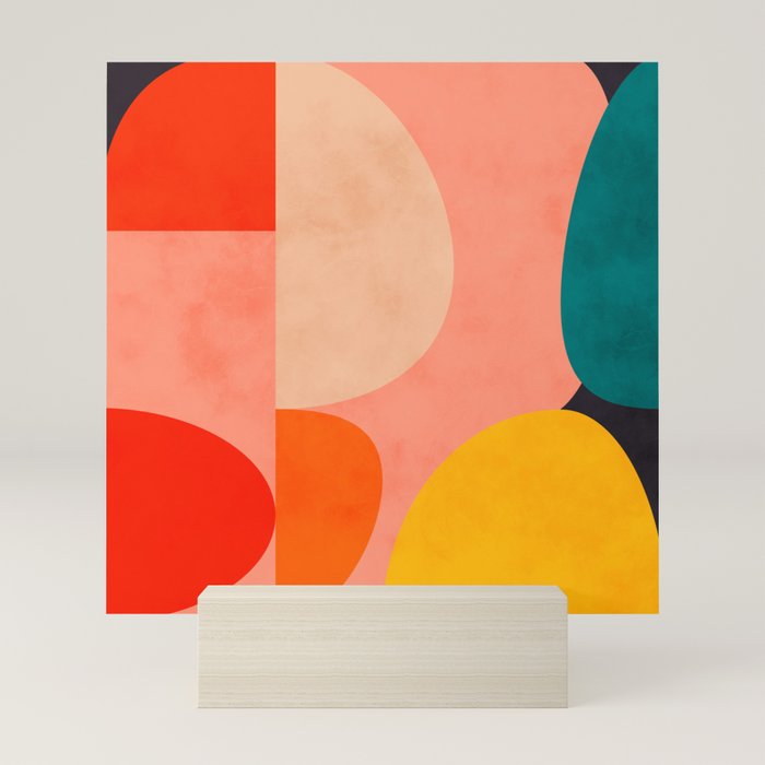 geometry shape mid century organic blush curry teal Mini Art Print Gallery Image 5