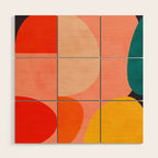 geometry shape mid century organic blush curry teal Wood Wall Art Gallery Image 1