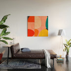 geometry shape mid century organic blush curry teal Wood Wall Art Gallery Image 2