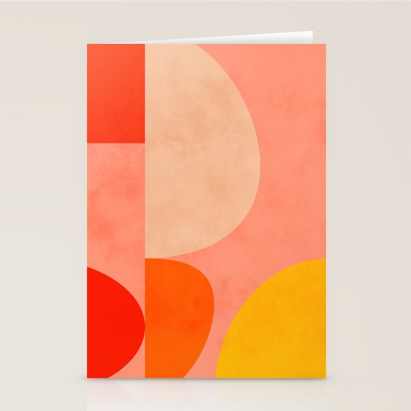 geometry shape mid century organic blush curry teal Stationery Card Gallery Image 2