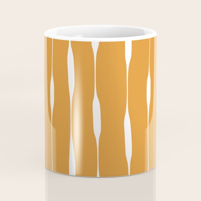 Ochre Threaded Stripes Painted Pattern Coffee Mug Gallery Image 4