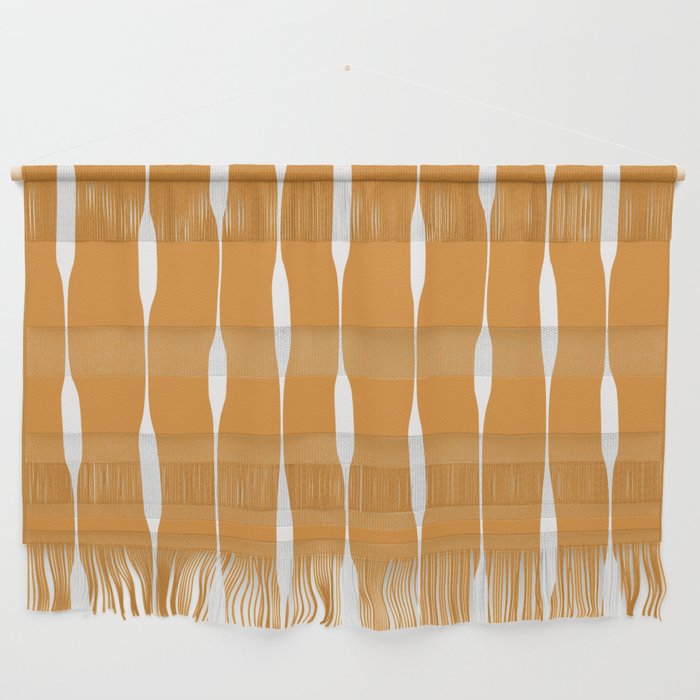 Ochre Threaded Stripes Painted Pattern Wall Hanging Gallery Image 1