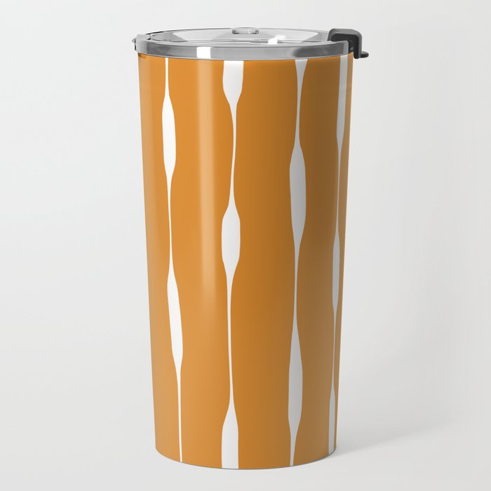 Ochre Threaded Stripes Painted Pattern Travel Mug Gallery Image 2