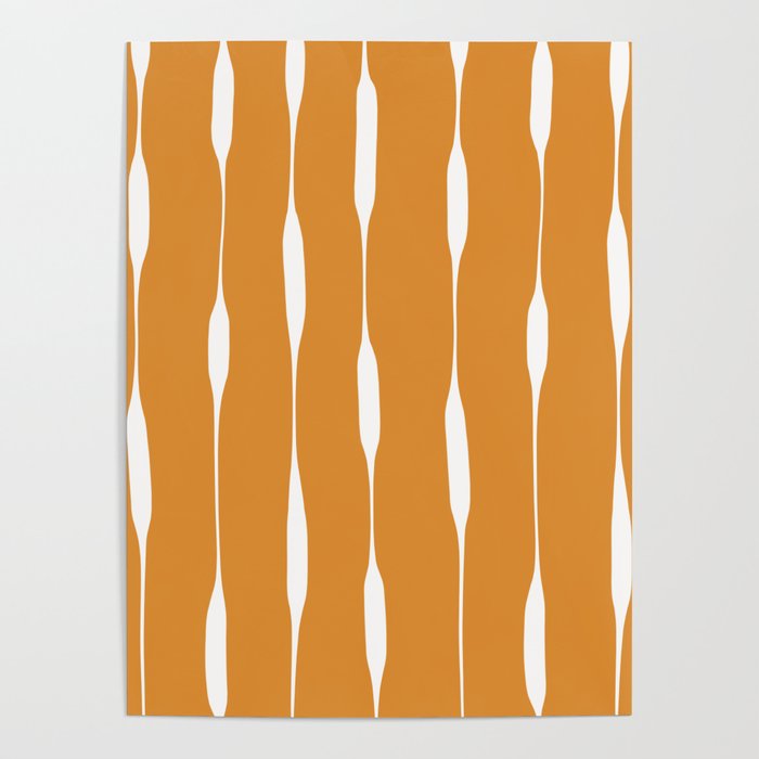 Ochre Threaded Stripes Painted Pattern Poster Gallery Image 4