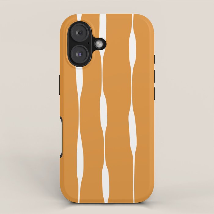 Ochre Threaded Stripes Painted Pattern iPhone Case Gallery Image 1
