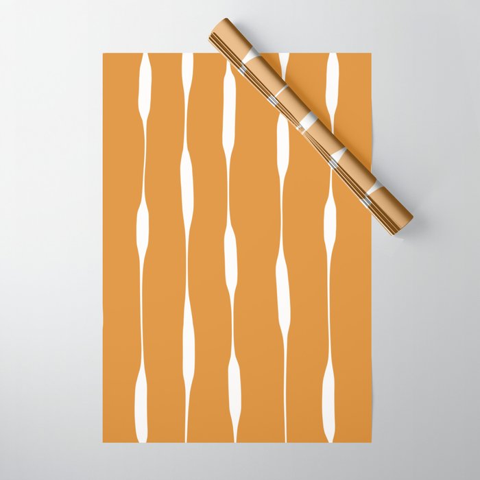 Ochre Threaded Stripes Painted Pattern Wrapping Paper Gallery Image 1