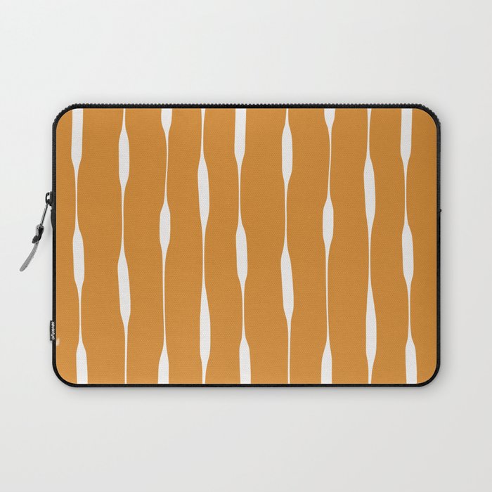 Ochre Threaded Stripes Painted Pattern Laptop Sleeve Gallery Image 1