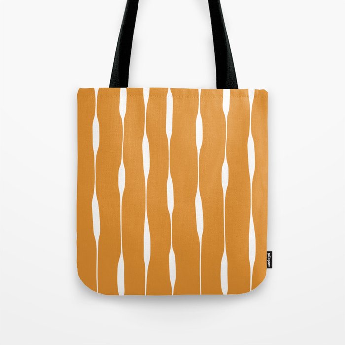 Ochre Threaded Stripes Painted Pattern Tote Bag Gallery Image 1