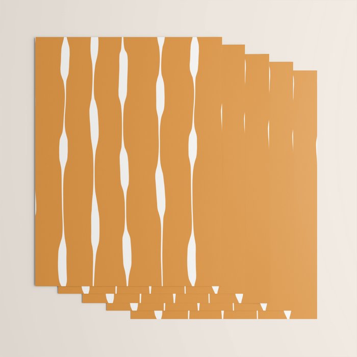 Ochre Threaded Stripes Painted Pattern Wrapping Paper Gallery Image 3