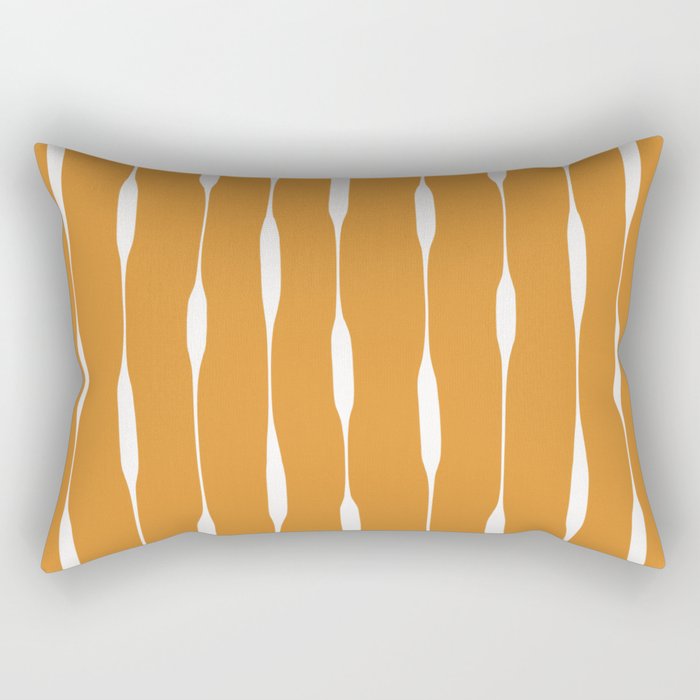 Ochre Threaded Stripes Painted Pattern Rectangular Pillow Gallery Image 1