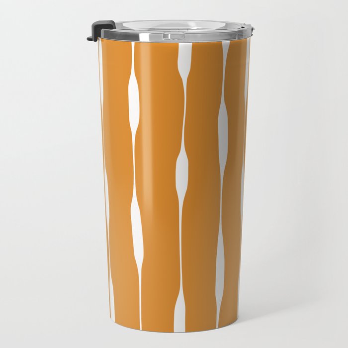 Ochre Threaded Stripes Painted Pattern Travel Mug Gallery Image 3