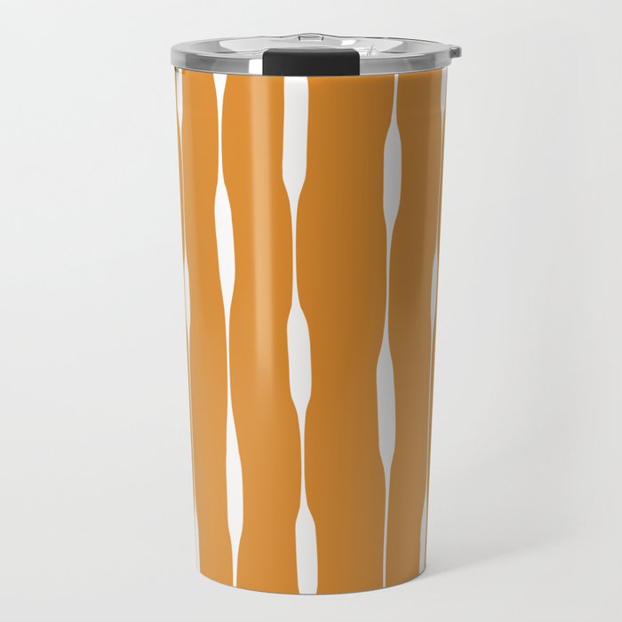 Ochre Threaded Stripes Painted Pattern Travel Mug Gallery Image 1