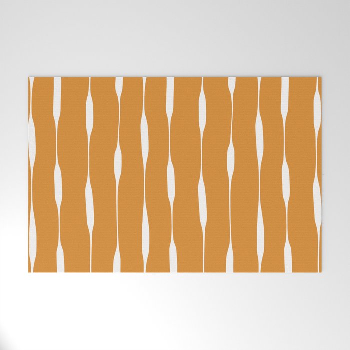 Ochre Threaded Stripes Painted Pattern Welcome Mat Gallery Image 1